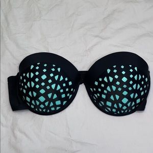 Aqua green and black bathing suit top, (push-up)